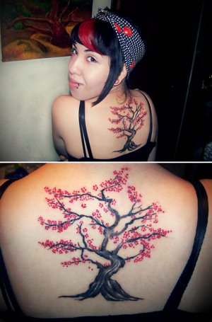 Japanese Cherry Blossom Tattoo On Back