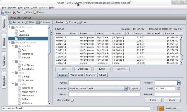 Jgnash Screenshots