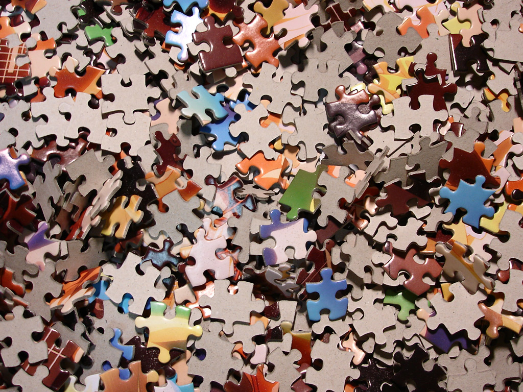 Jigsaw Puzzle Pieces Scattered