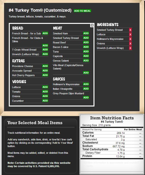 Jj Unwich Nutrition