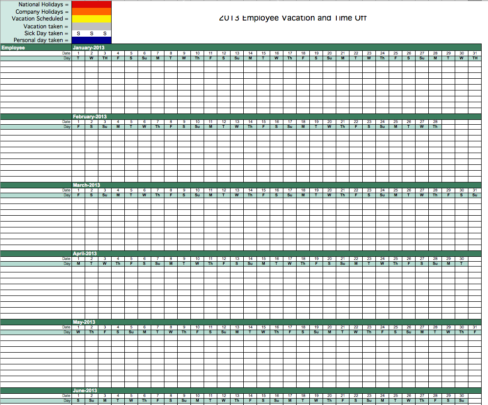 June 2013 Calendar Excel