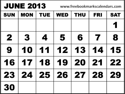 June 2013 Calendar Page