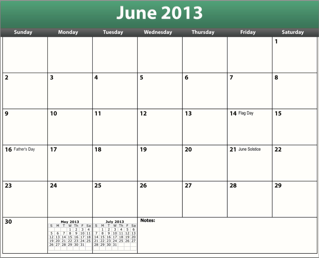 June 2013 Calendar Pdf