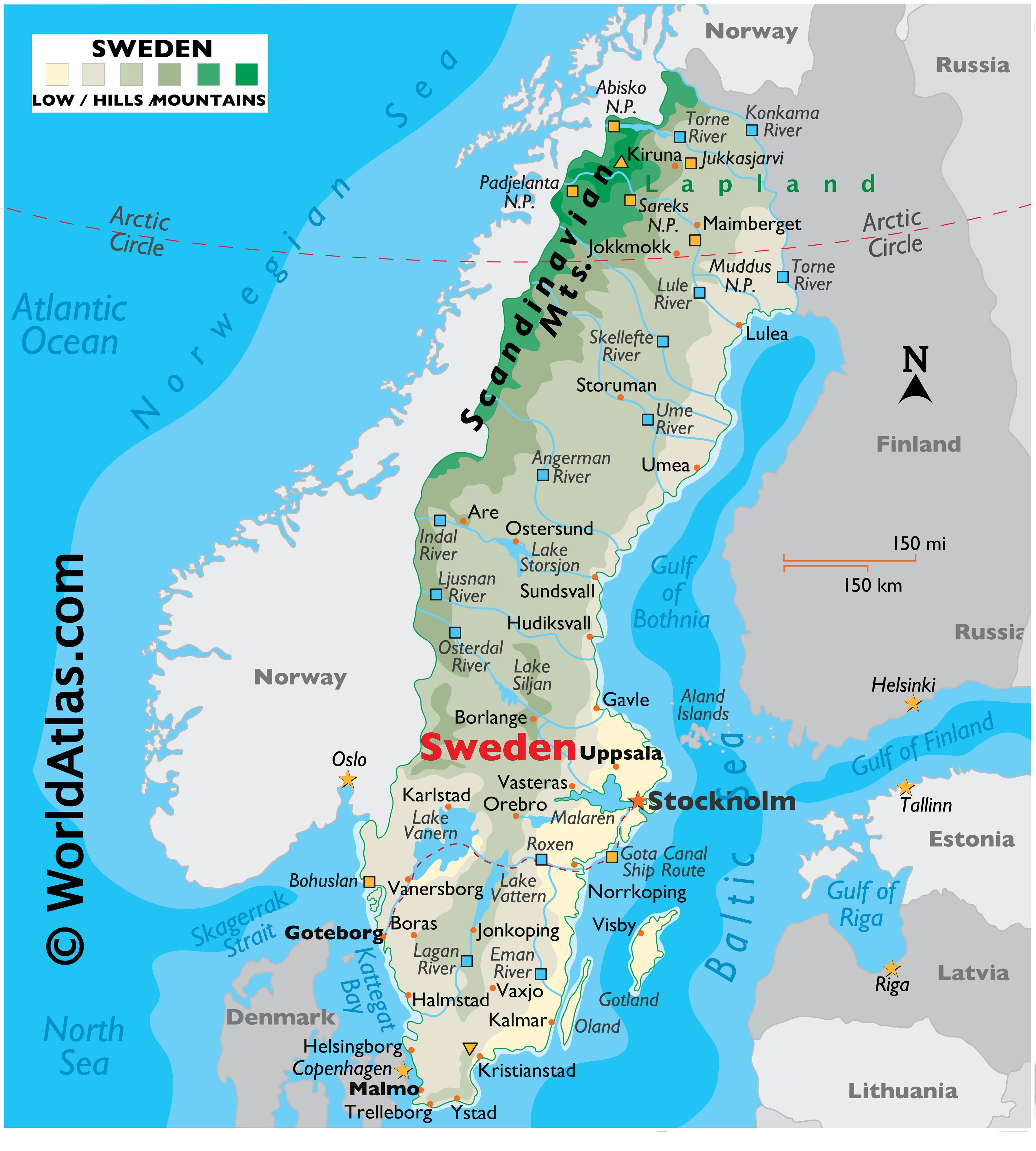 Kjolen Mountains Map