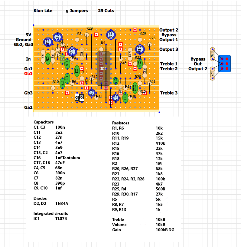 Klon Centaur Overdrive Schematics