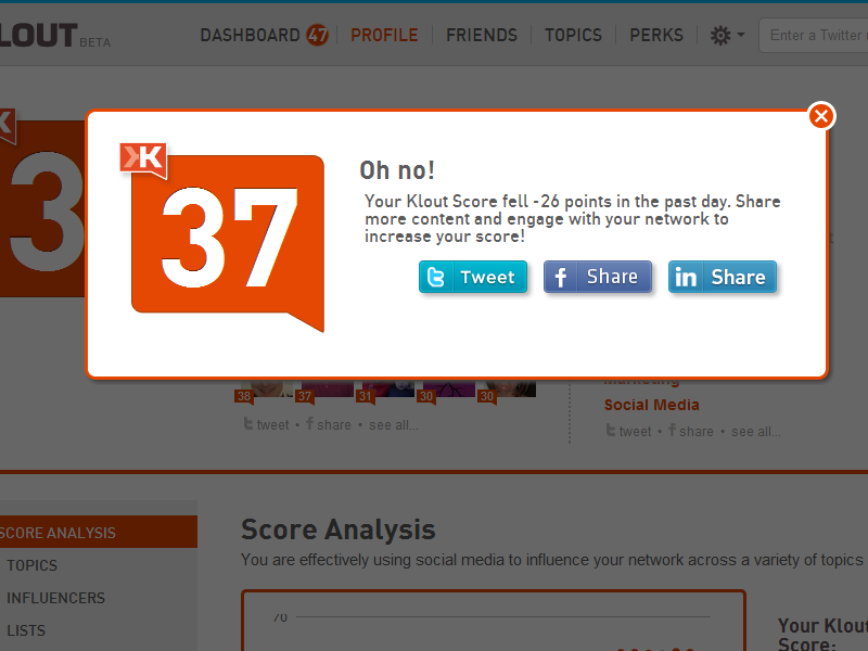 Klout Score Scale