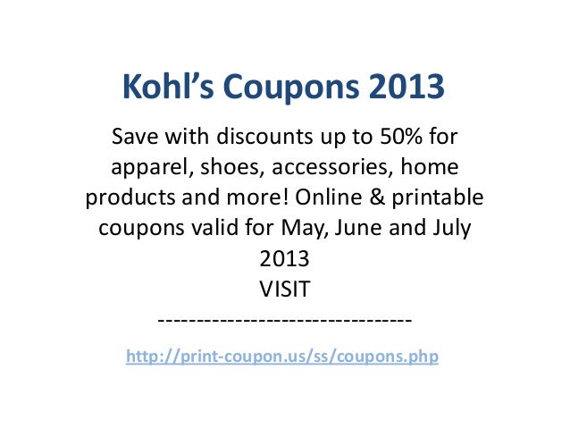 Kohls Coupons Printable July 2013