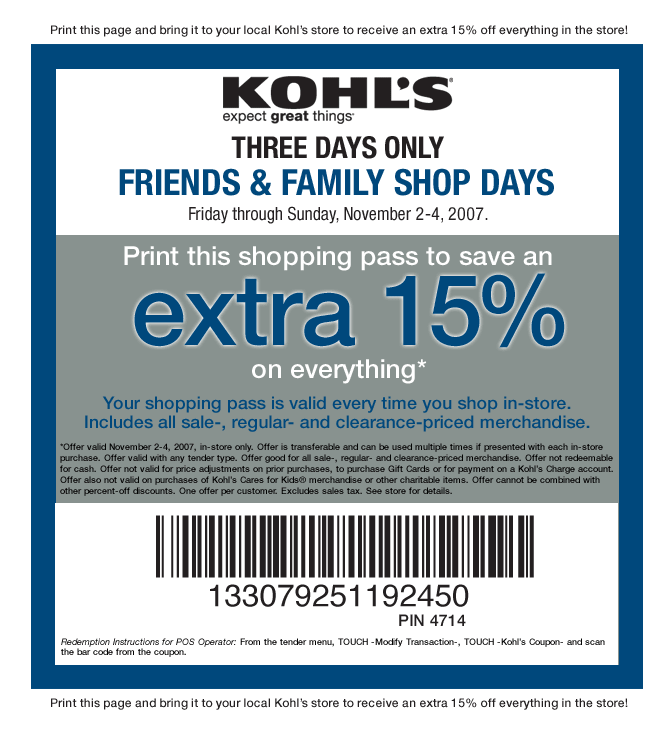 Kohls Printable Coupons 2012