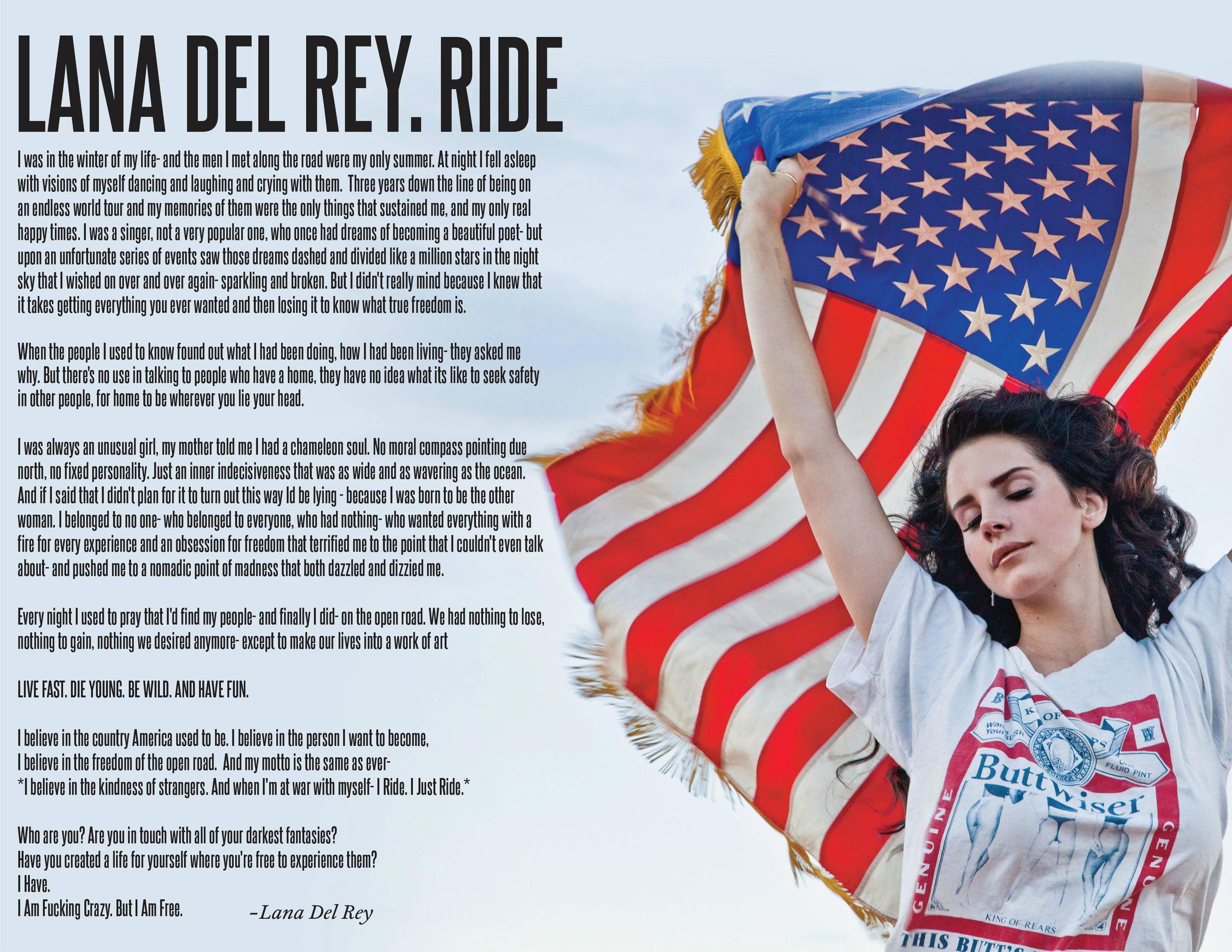 Lana Del Rey Ride Lyrics Video Version
