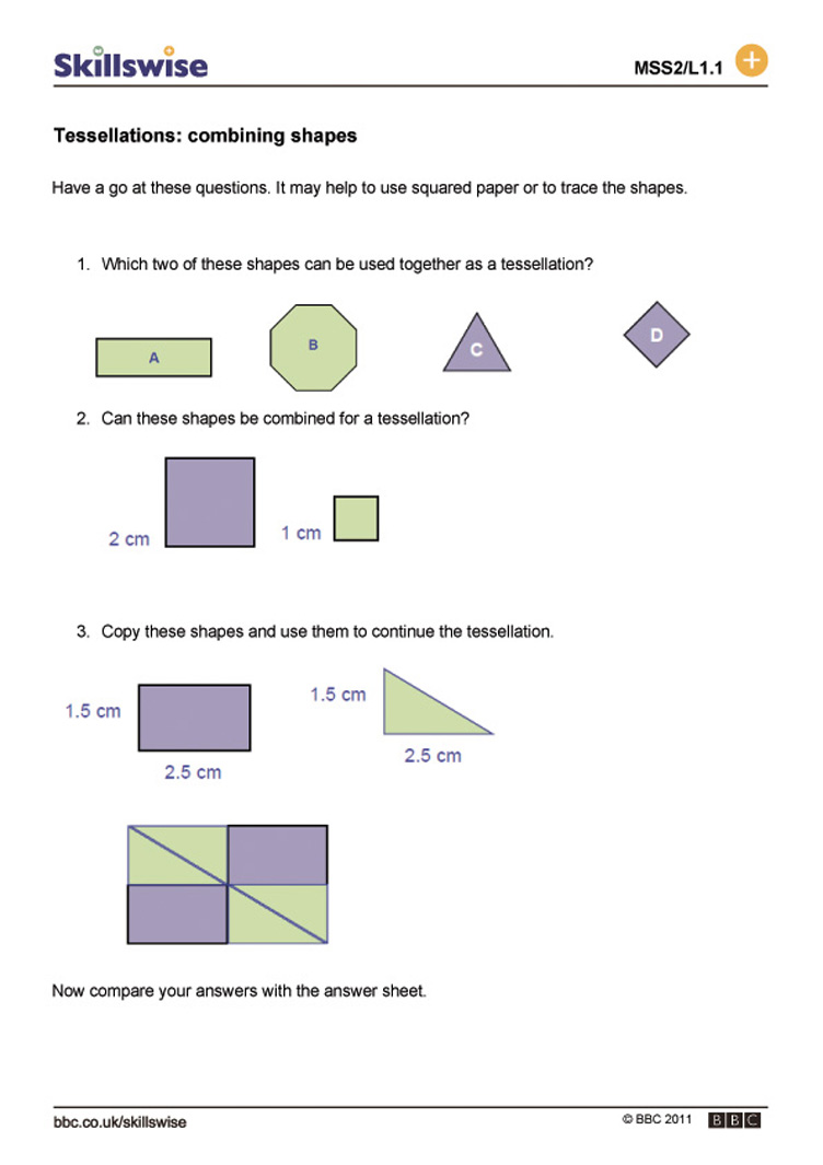 Maths Tessellation Worksheets