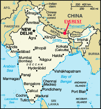 Mount Everest Map Location