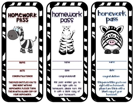 No Homework Pass Template Free