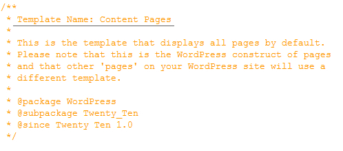 Page.php Template Wordpress