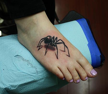 Realistic Black Widow Spider Tattoo