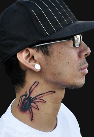 Realistic Black Widow Spider Tattoo