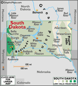 South Dakota Mount Rushmore Map