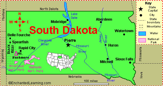 South Dakota Mount Rushmore Map