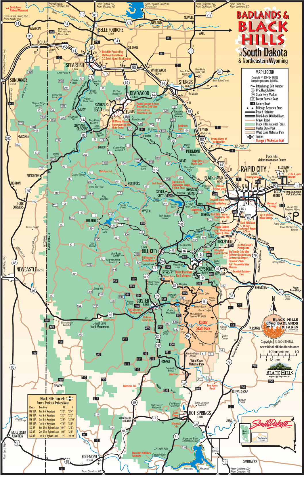 South Dakota Mount Rushmore Map