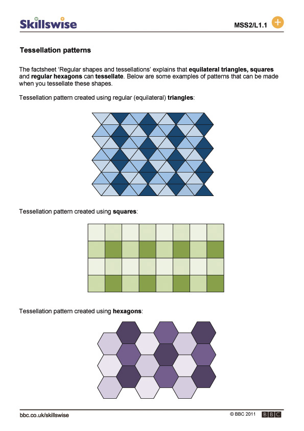 Tessellation Shapes Worksheets