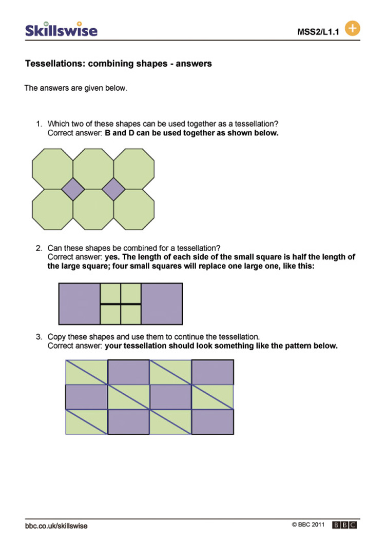 Tessellation Worksheets Pdf