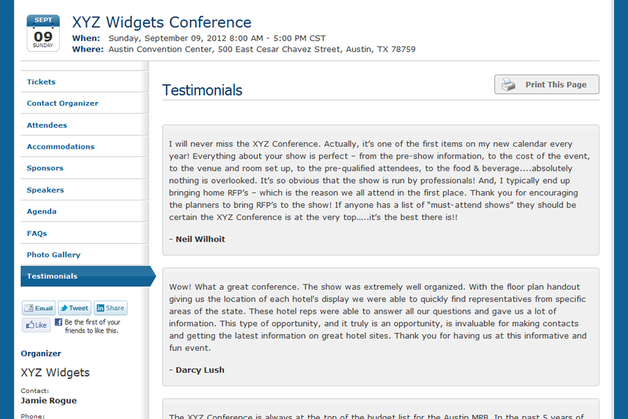 Testimonials Page Example