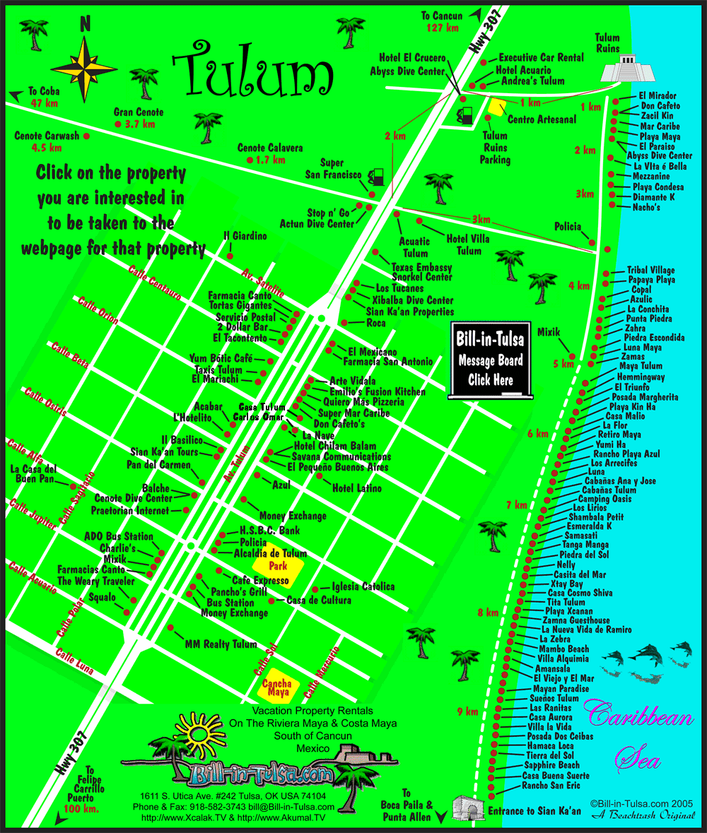 Tulum Beach Map