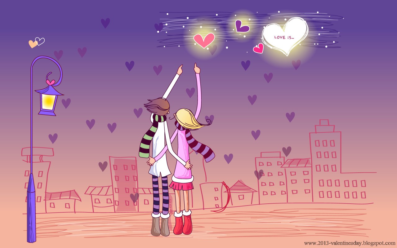 Wallpaper Love Couple Cute Cartoon