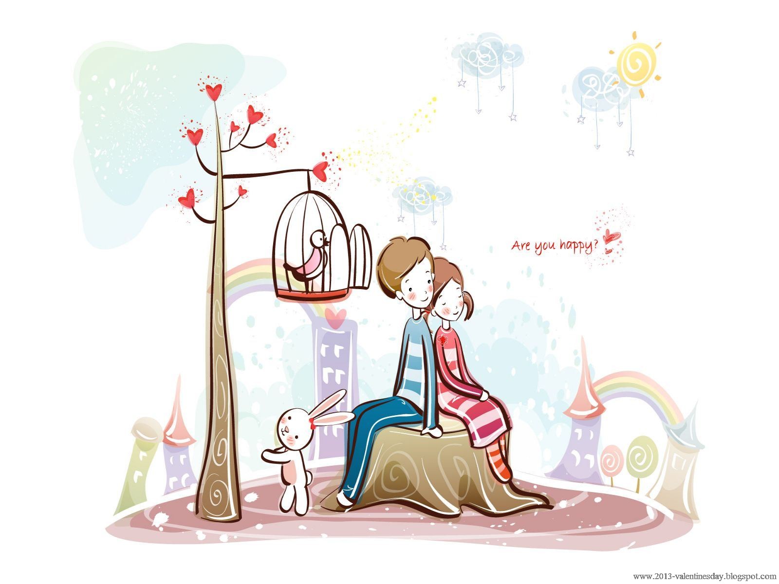 Wallpaper Love Couple Cute Cartoon