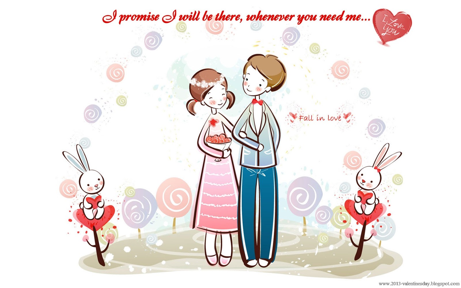 Wallpaper Love Couple Cute Cartoon