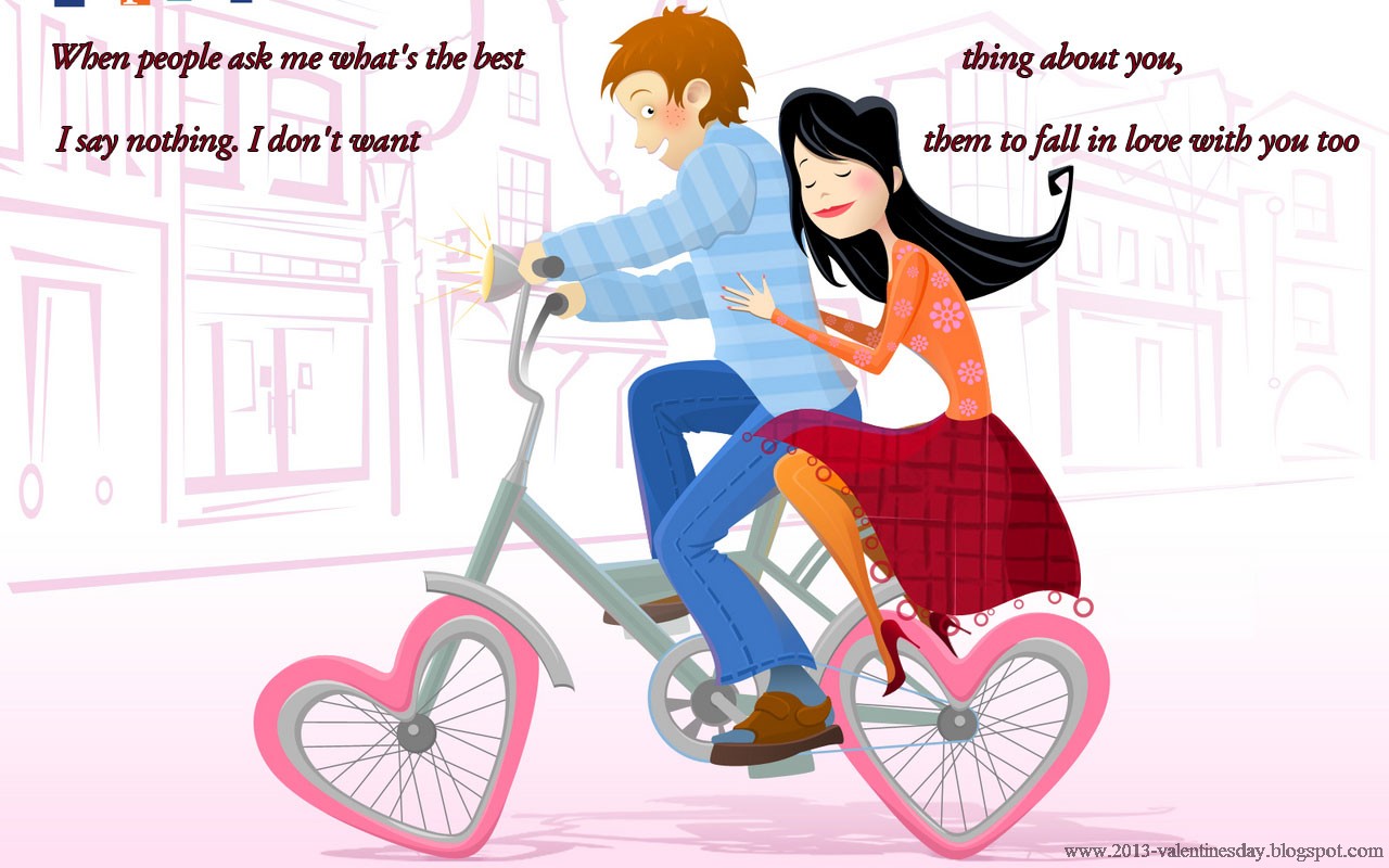 Wallpaper Love Couple Cute Cartoon