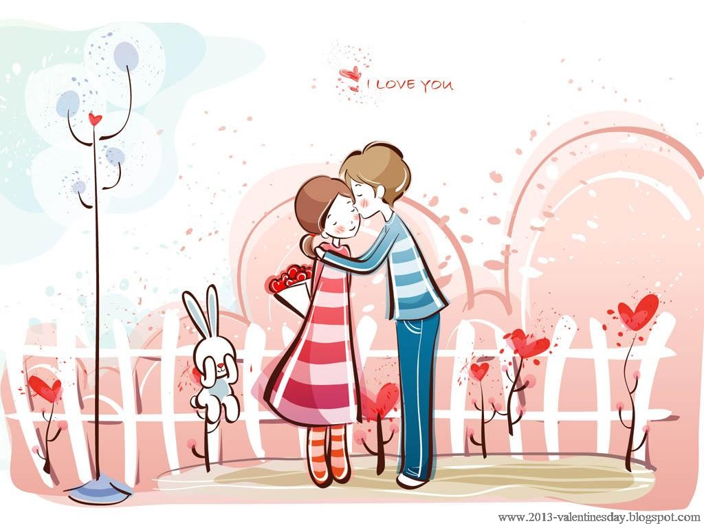 Wallpaper Love Couple Cute Cartoon